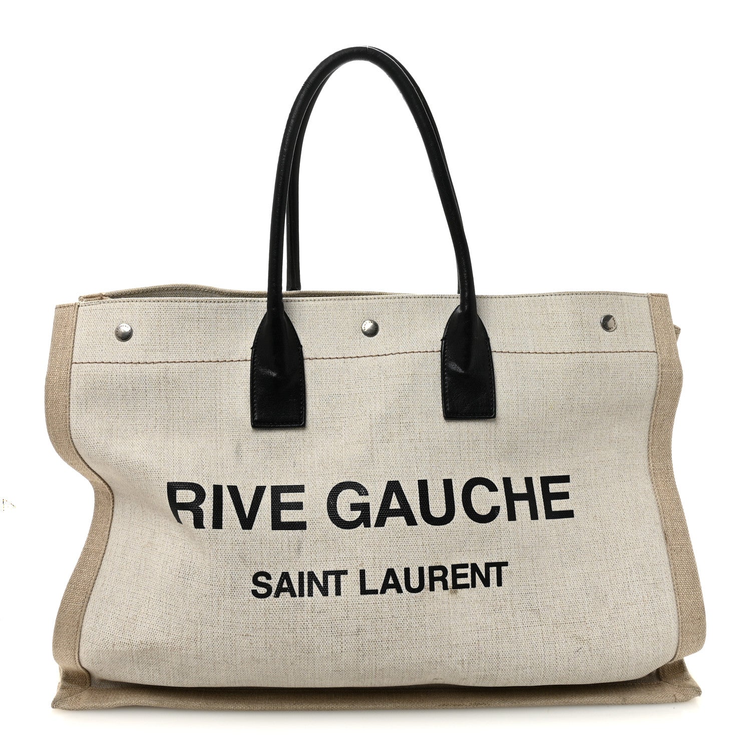 Linen Calfskin Rive Gauche Tote Optic White