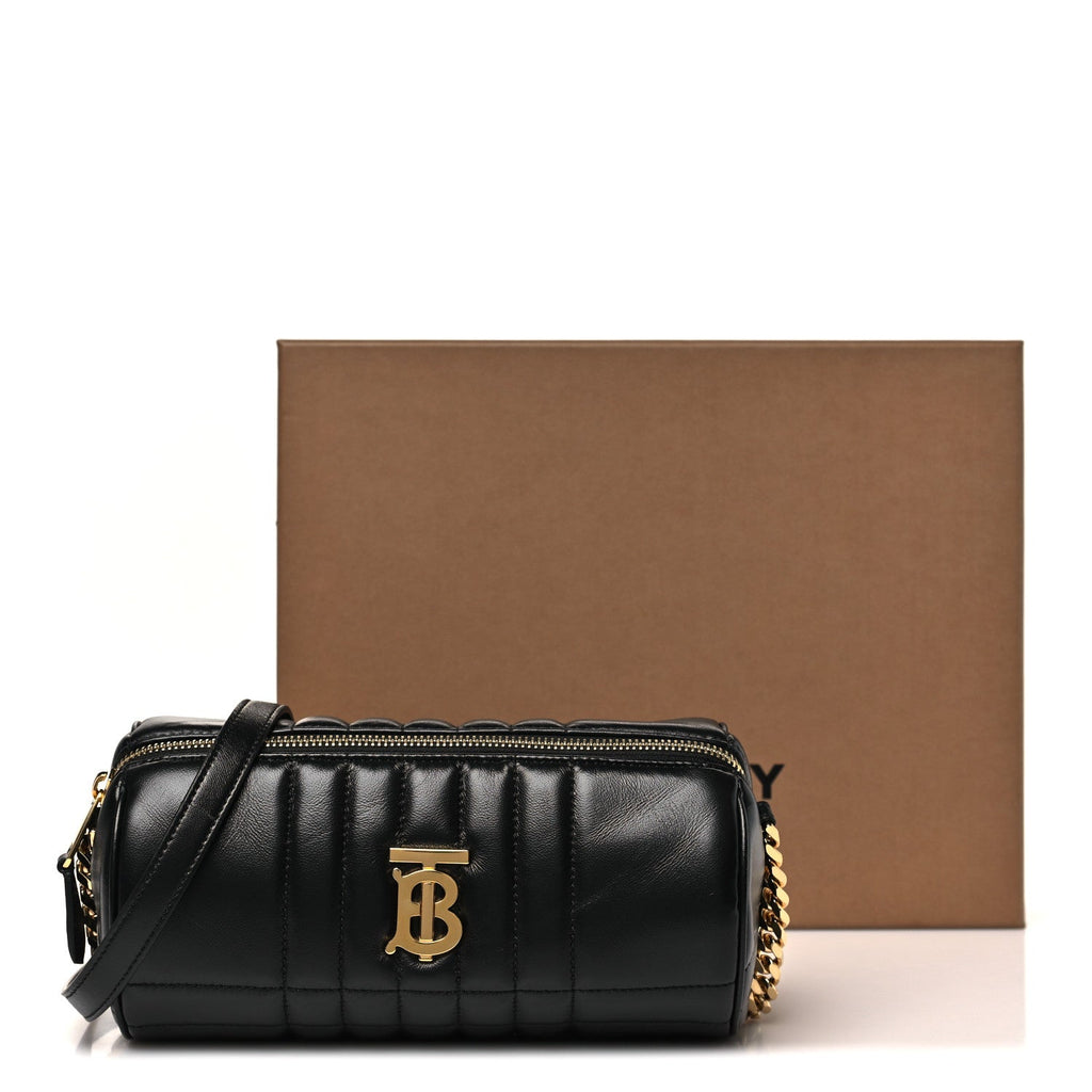 Lambskin Exploded Quilted Check New Barrel Bag Black