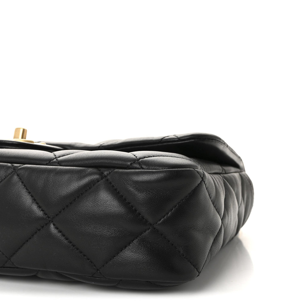 Lambskin Quilted Large CC Funky Town Flap Black