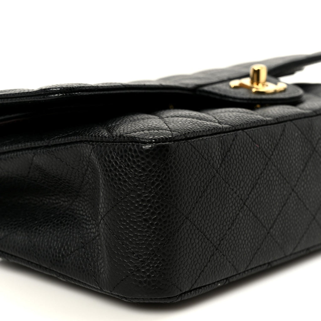 Caviar Quilted Medium Double Flap Black