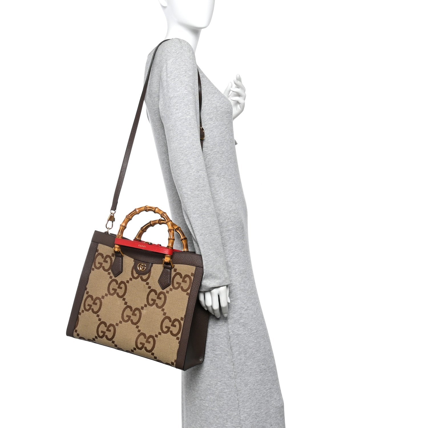 Monogram Jumbo GG Textured Dollar Calfskin Medium Diana Tote Bag Camel Ebony New Acero Pomegranate Red