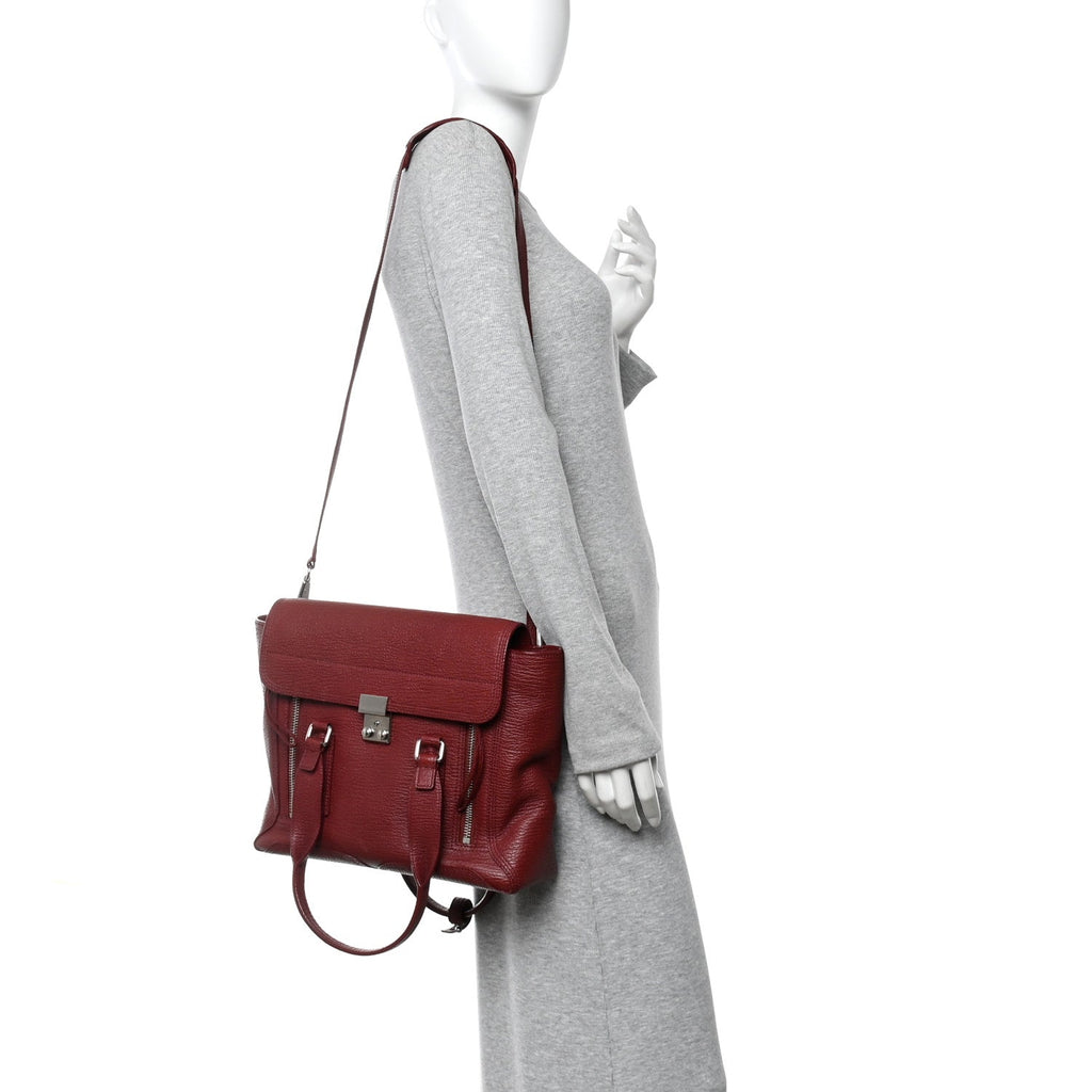 Textured Calfskin Medium Pashli Satchel Burgundy
