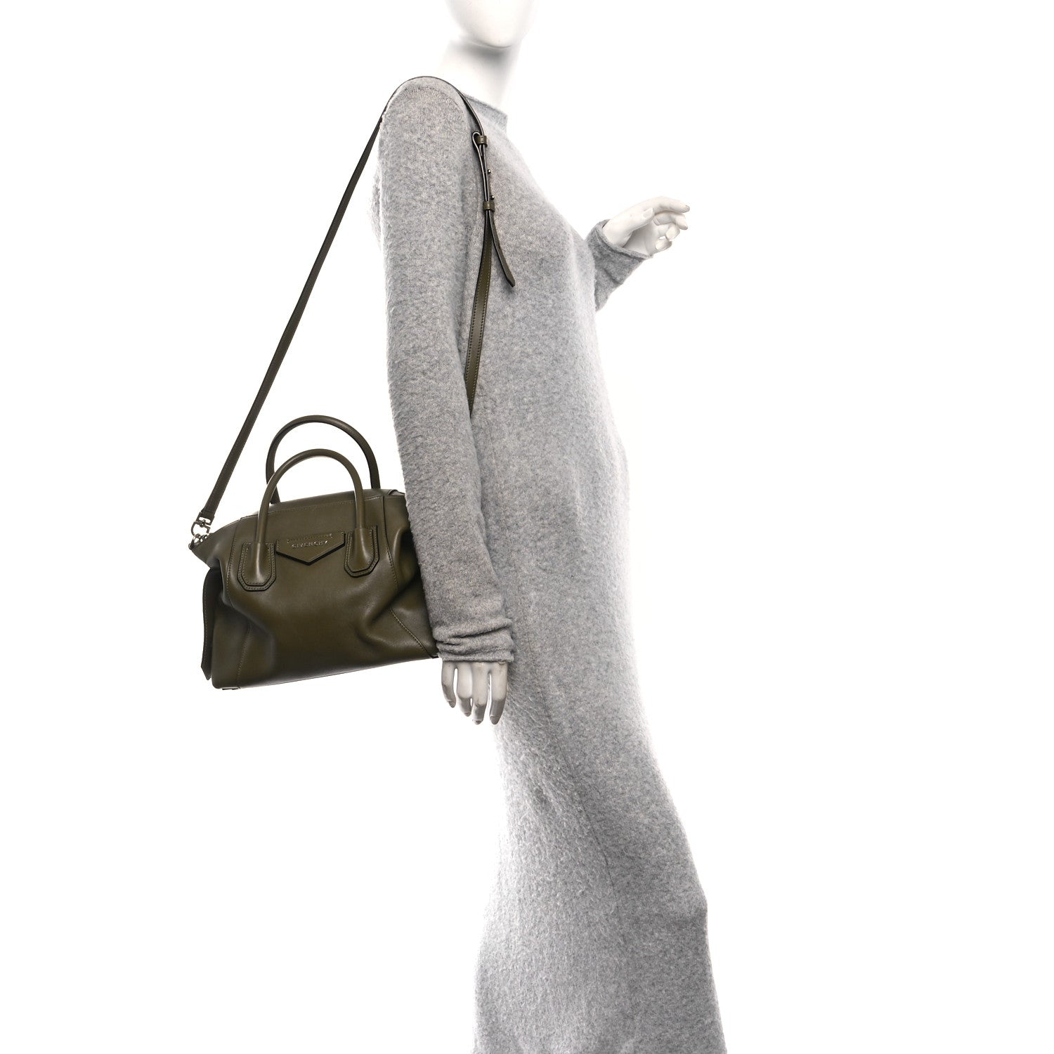 Smooth Calfskin Small Soft Antigona Dark Khaki