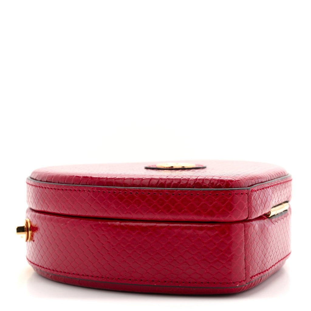 Snakeskin Broadway Mini Heart Top Handle Bag Rasberry Candy