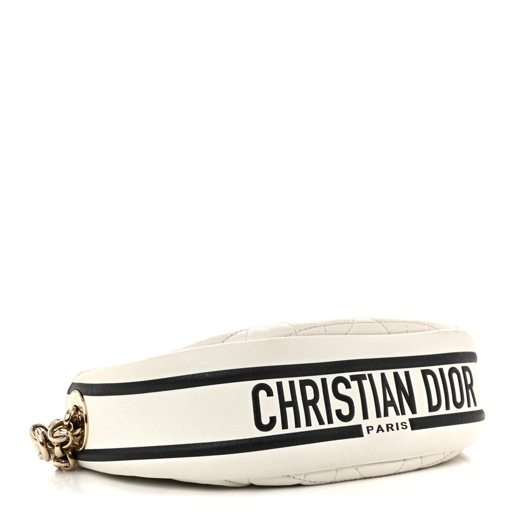 Lambskin Cannage Small Dior Vibe Hobo Bag White