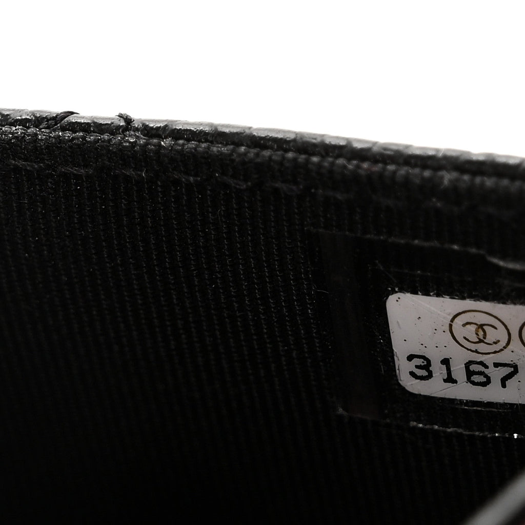 Caviar Quilted Flap  Holder Wallet Black