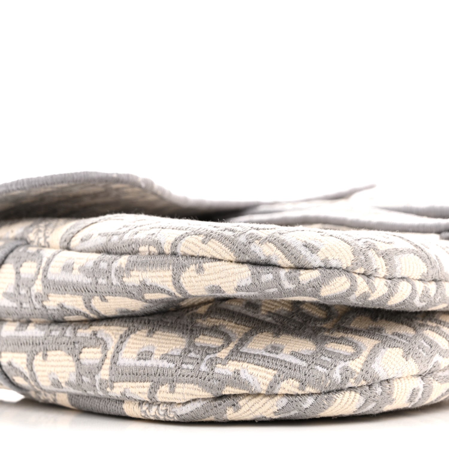 Oblique Embroidered Saddle Bag Gray