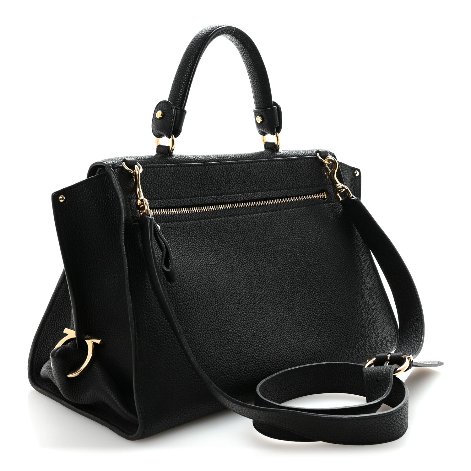 Grained Calfskin Medium Sofia Satchel Black