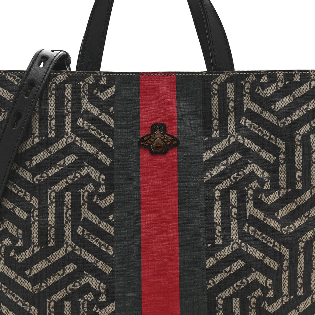 GG Supreme Monogram Caleido Web Vertical Tote Black