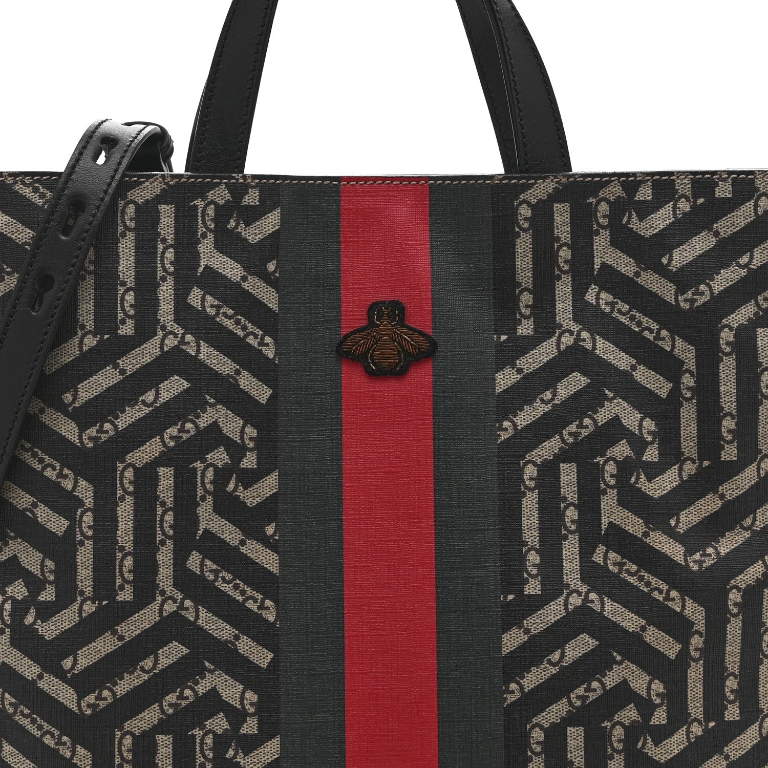 GG Supreme Monogram Caleido Web Vertical Tote Black