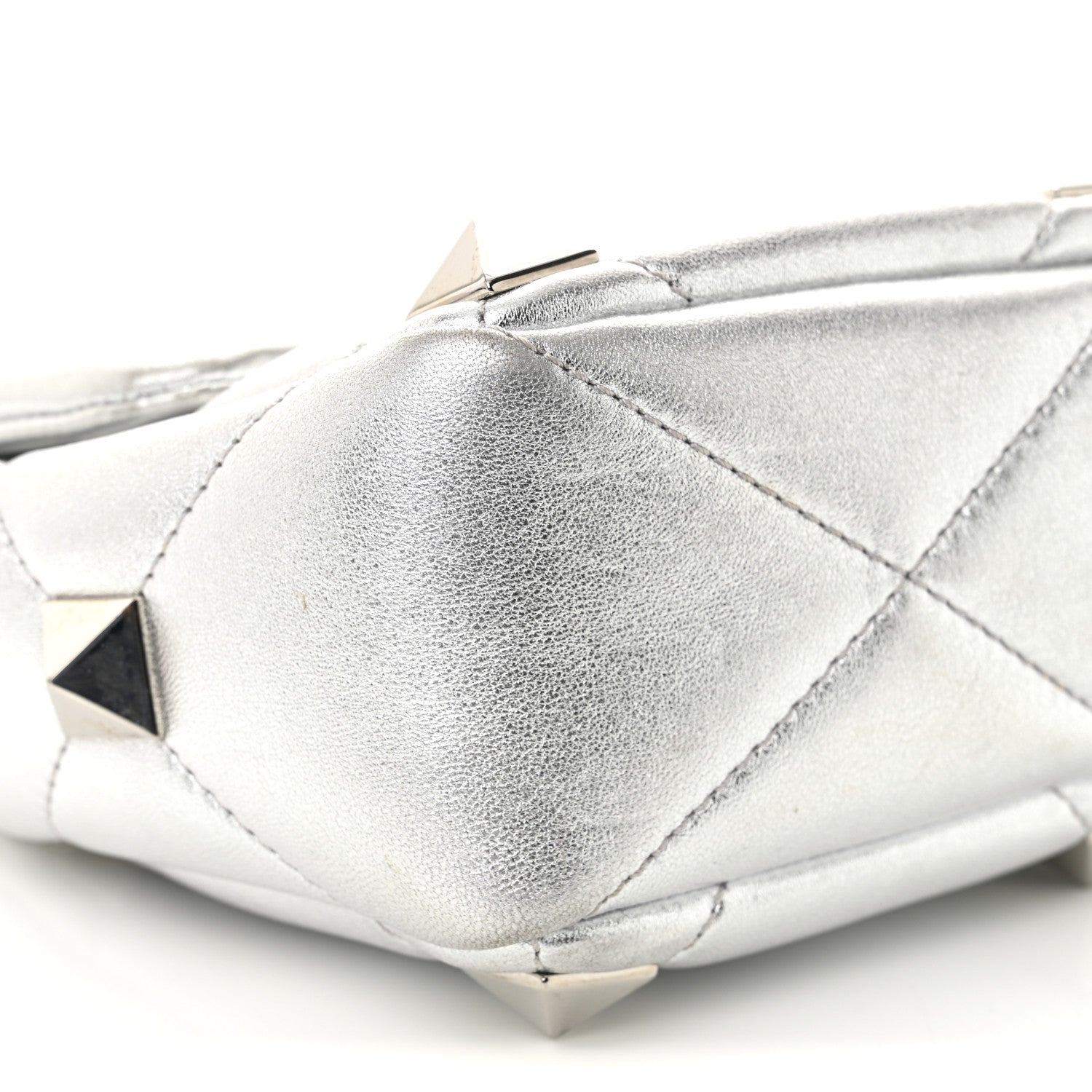 Nappa Medium Roman Stud Shoulder Bag Silver