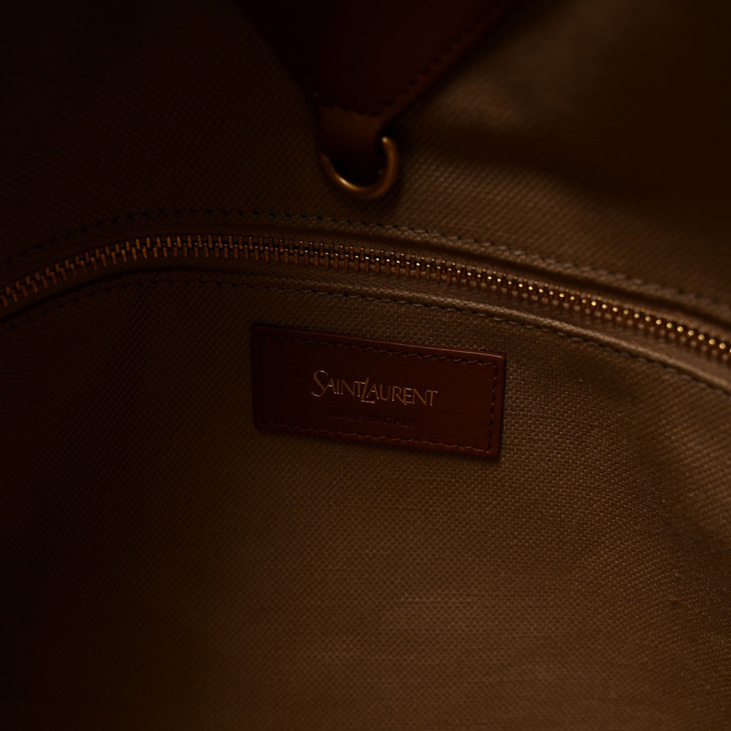 Canvas Calfskin Y Tote Tan Natural