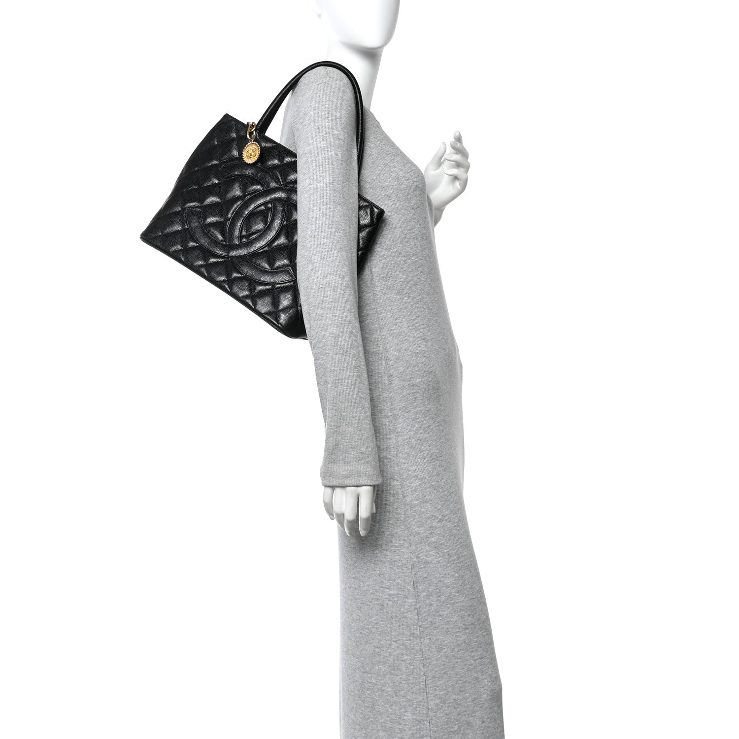 Caviar Quilted Medallion Tote Black