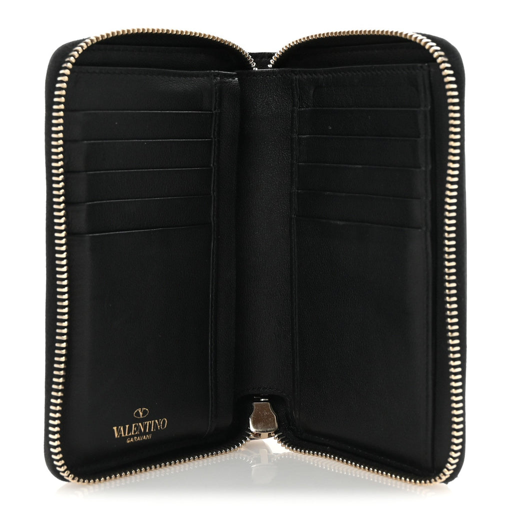 Calfskin Go Logo Zip Around Wallet Black