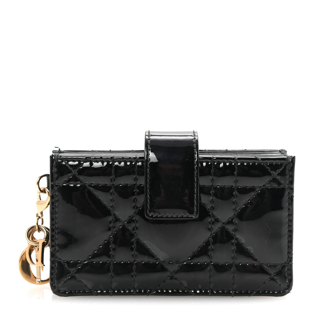 Patent Cannage Lady Dior 5-Gusset  Holder Black