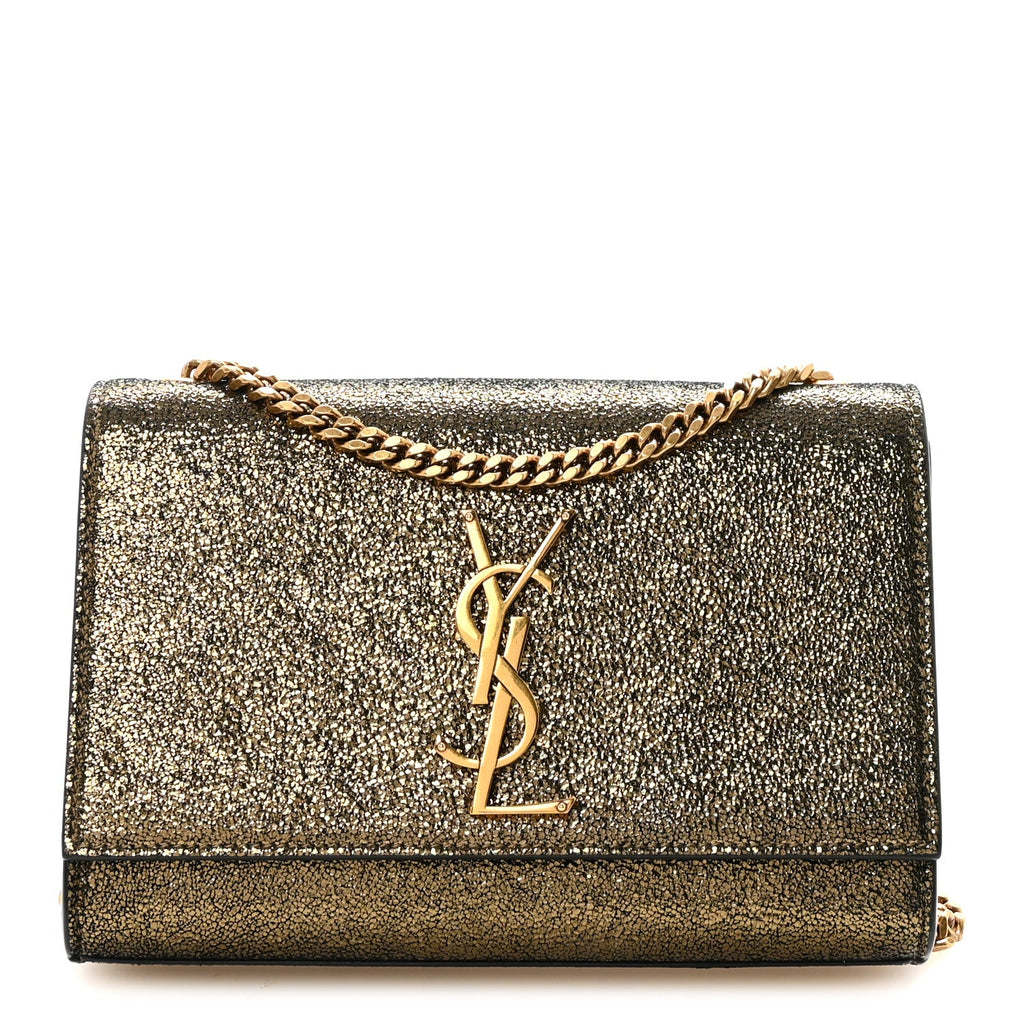 Metallic Calfskin Small Classic Monogram Kate Satchel Oro