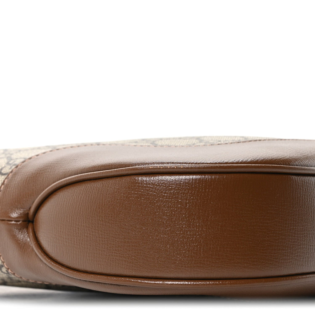 GG Supreme Monogram Azalea Calfskin Web Medium Jackie 1961 Hobo Beige Ebony Brown Sugar