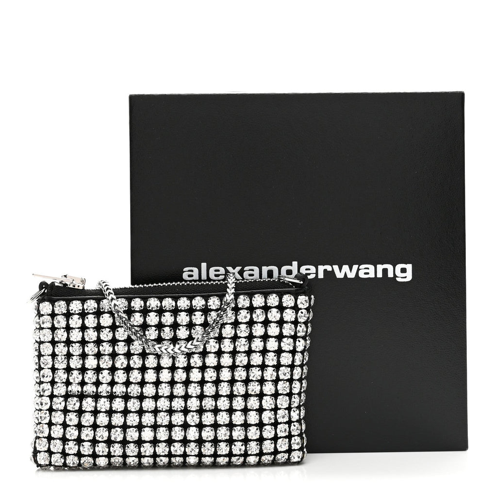 Mesh Crystal Rhinestone Nano Heiress Shoulder Bag Black Silver