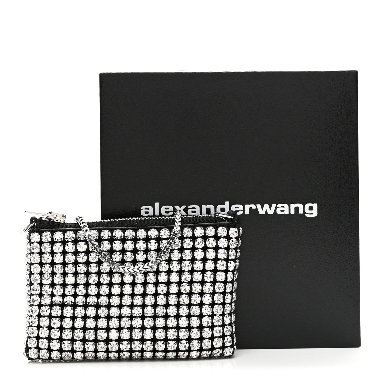 Mesh Crystal Rhinestone Nano Heiress Shoulder Bag Black Silver