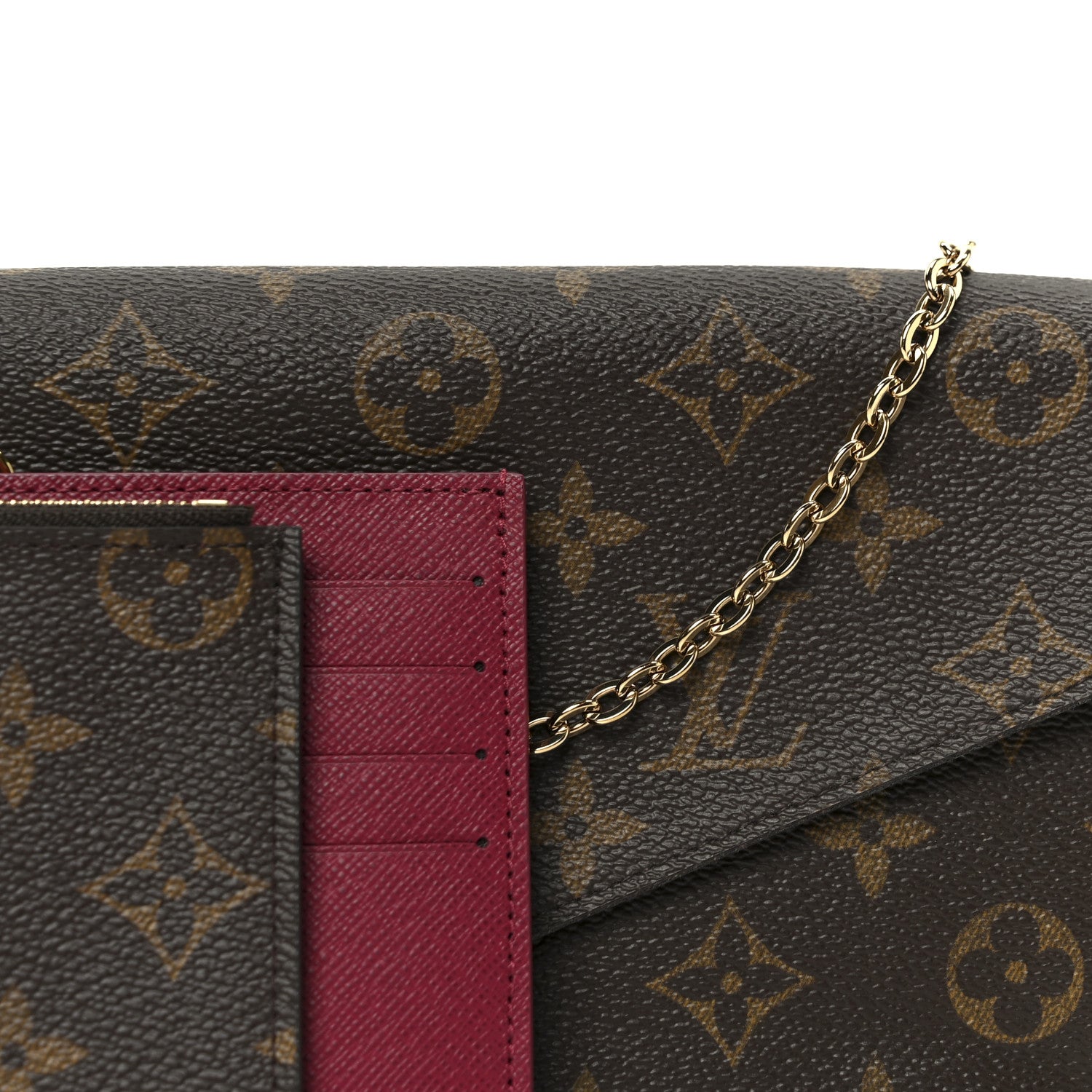 Monogram Pochette Felicie Chain Wallet Fuchsia