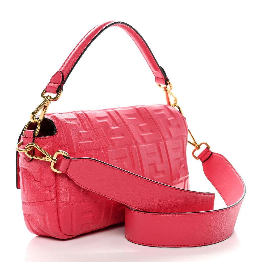 Nappa FF 1974 Embossed Baguette Rosa Fluo