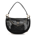 Mesh Shiny Lambskin Chain Hobo Black