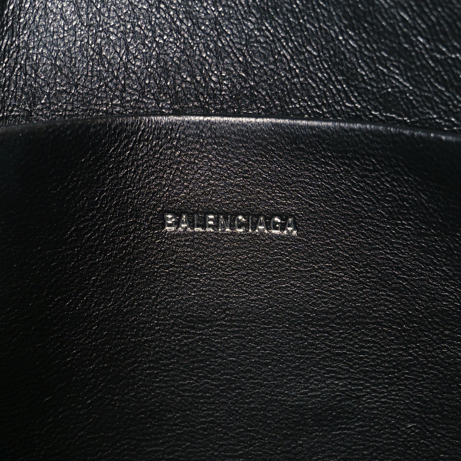 Calfskin Logo Large Cash Pouch With Handle Black White