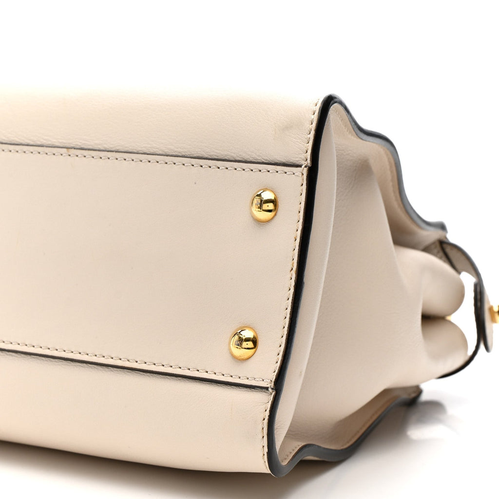 Vitello Seta Snakeskin Monster Eyes Medium Peekaboo Iconic Satchel  Amido Sand Black