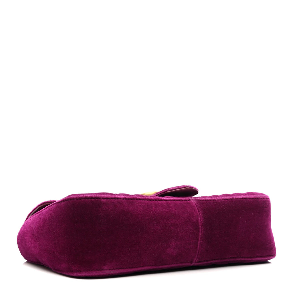 Velvet Matelasse Small GG Marmont Shoulder Bag Fuchsia Violet Cyclamen