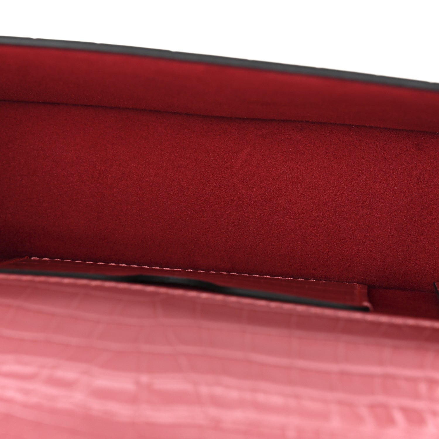Calfskin Crocodile Embossed Mini Jeweled Knuckle Satchel Pink