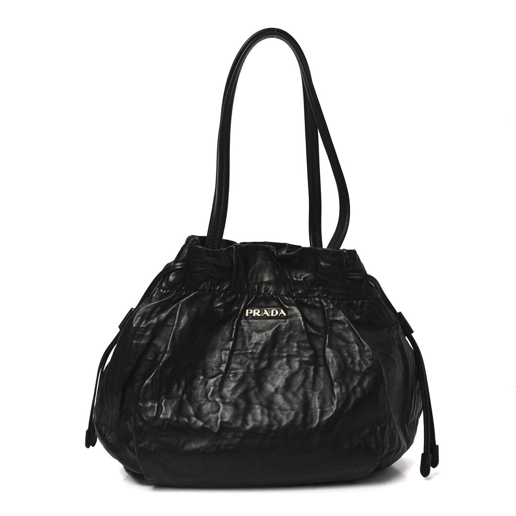 Nappa Antique Drawstring Tote Black