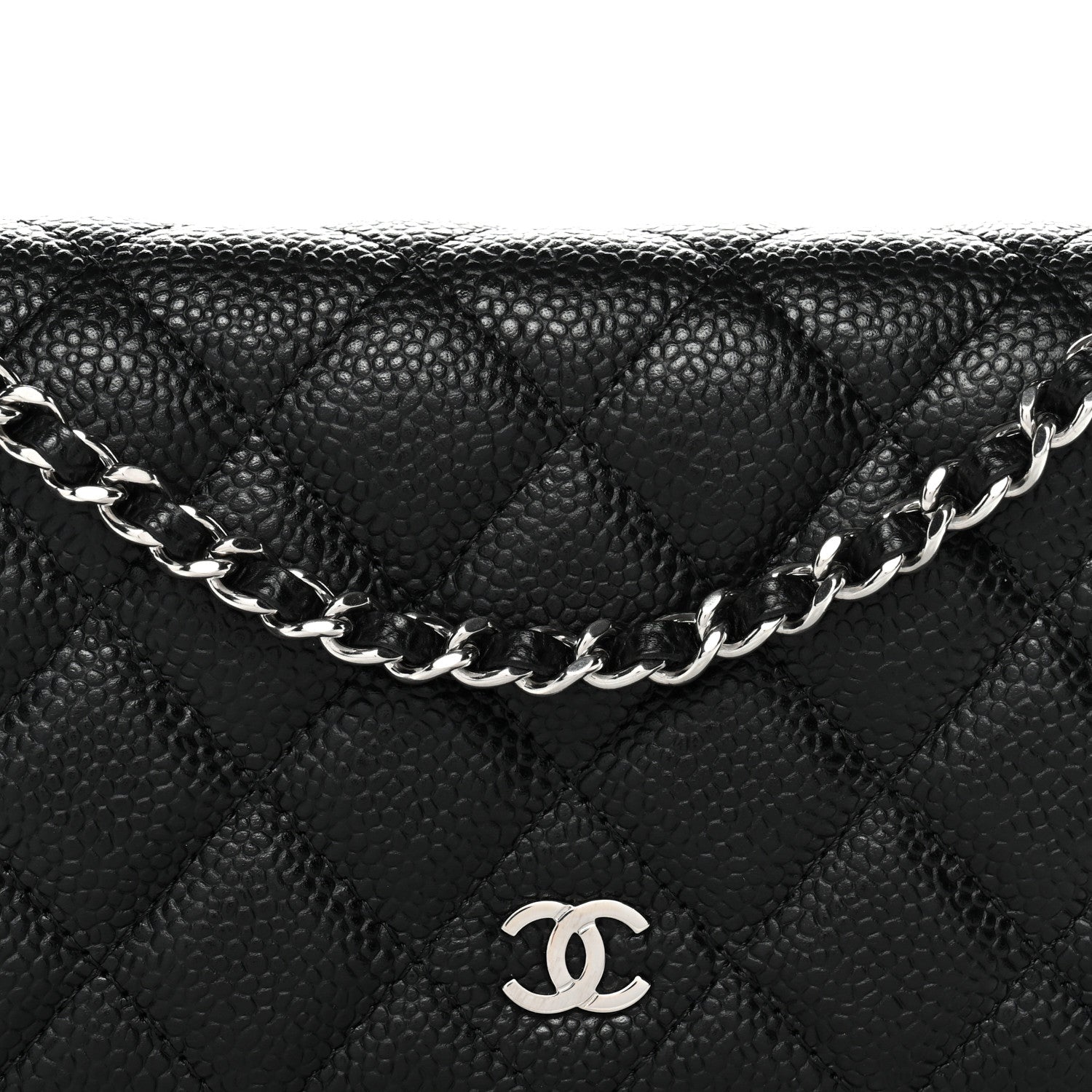 Caviar Quilted Wallet on Chain WOC Black