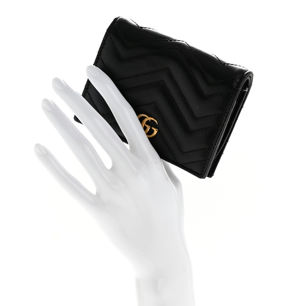 Calfskin Matelasse GG Marmont  Case Wallet Black