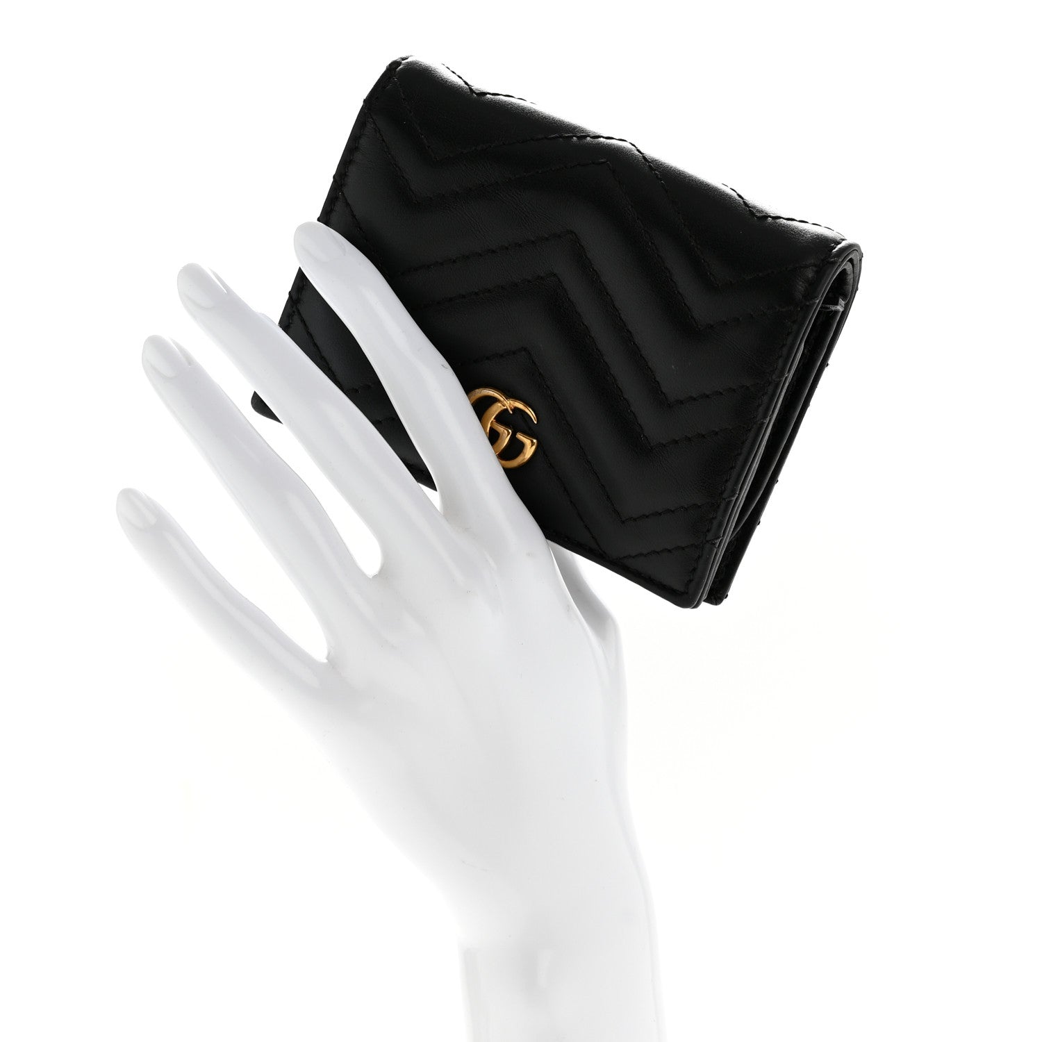 Calfskin Matelasse GG Marmont  Case Wallet Black