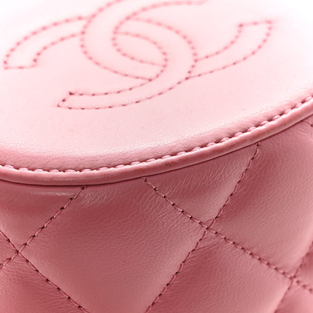 Lambskin Quilted Mini Crown Box Bag Pink