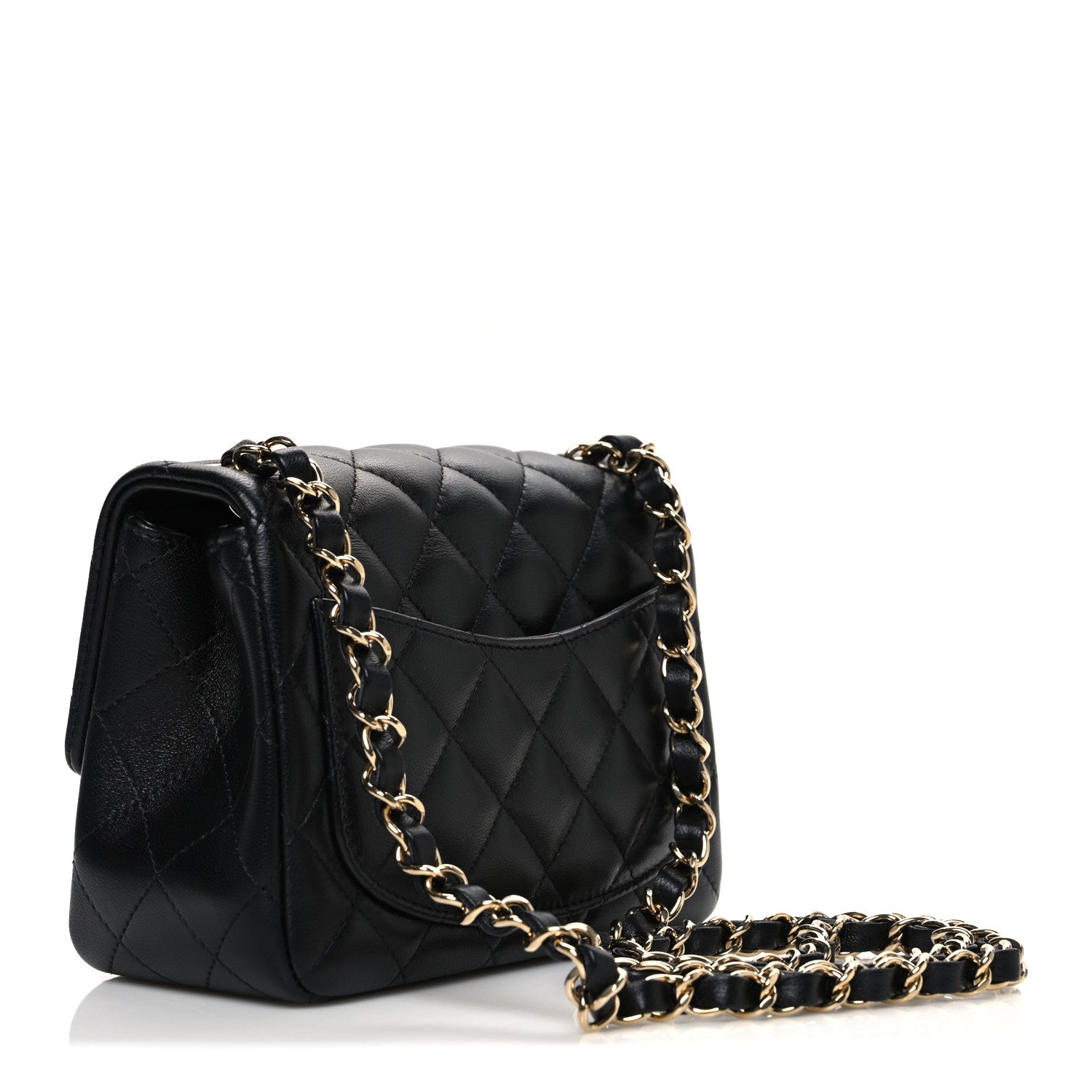 Lambskin Quilted Mini Square Flap Black