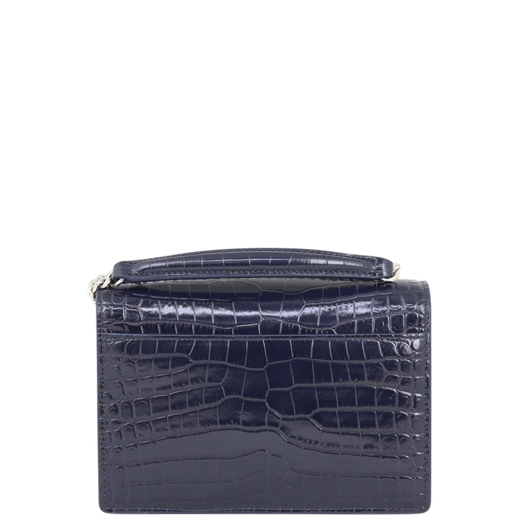 Saint Laurent Sunset Chain Wallet Croc-Embossed