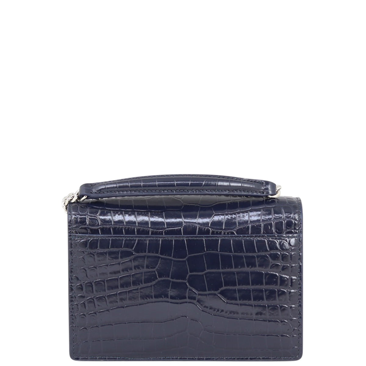 Saint Laurent Sunset Chain Wallet Croc-Embossed