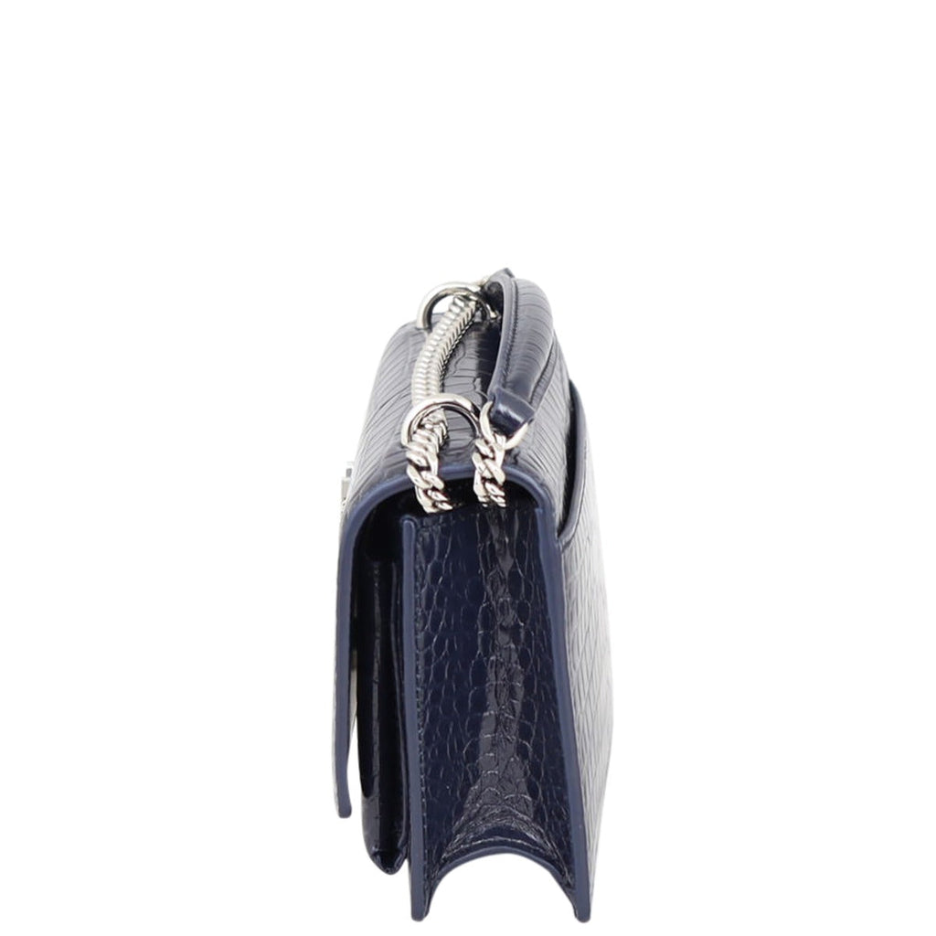 Saint Laurent Sunset Chain Wallet Croc-Embossed