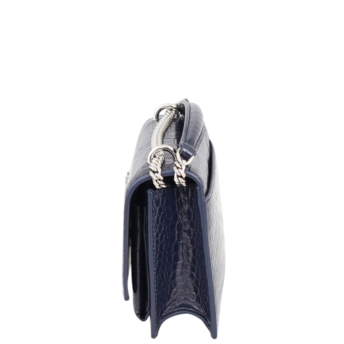 Saint Laurent Sunset Chain Wallet Croc-Embossed