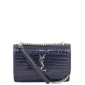 Saint Laurent Sunset Chain Wallet Croc-Embossed