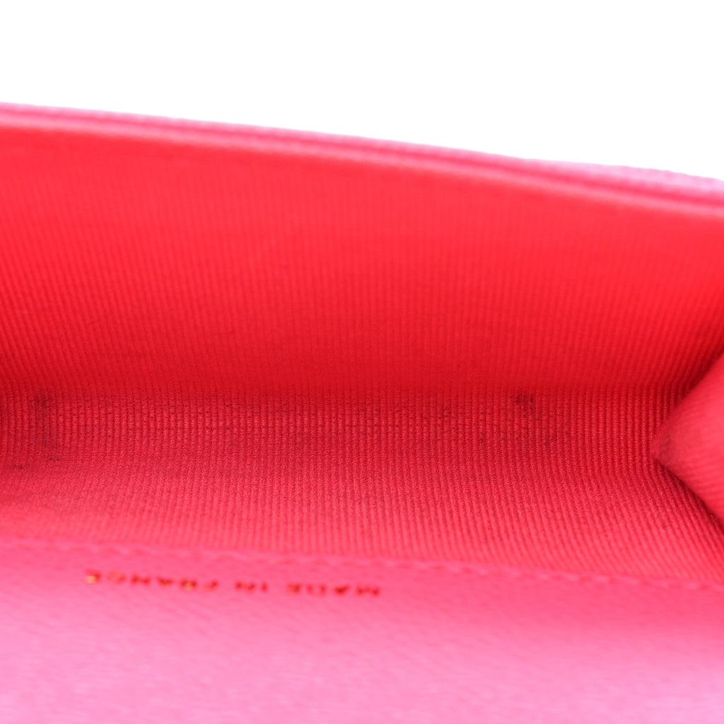 Caviar Quilted Flap  Holder Wallet Fuchsia