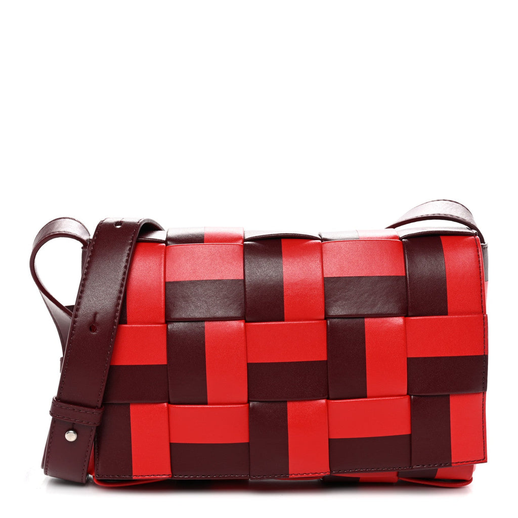 Nappa Maxi Intrecciato Cassette Crossbody Bag Barolo Bright Red