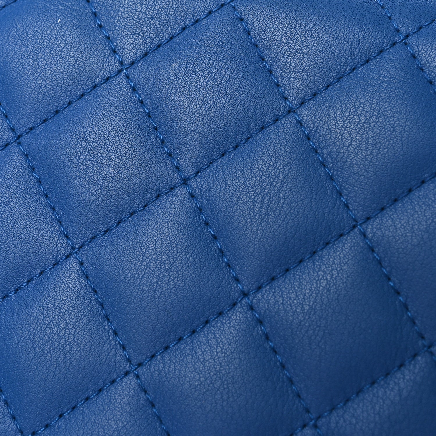 Calfskin Quilted North South Boy Flap Blue
