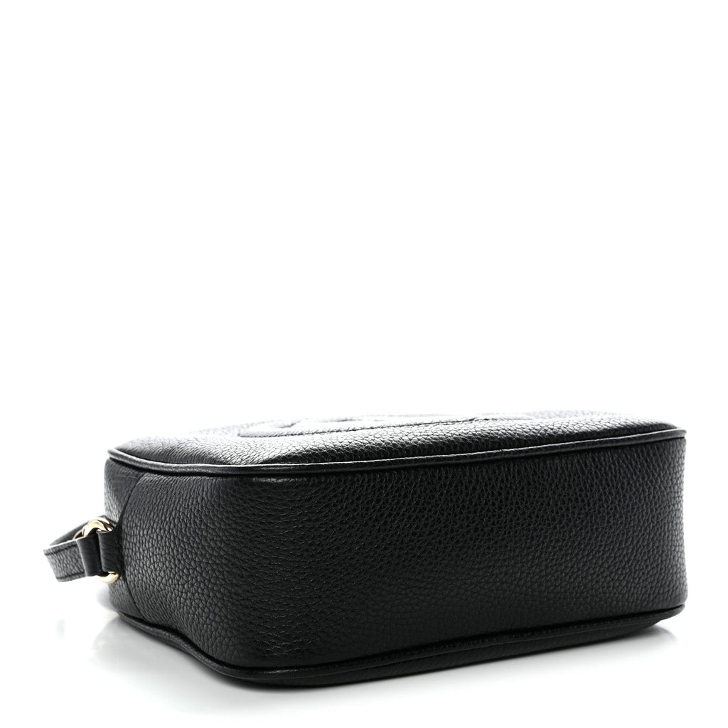 Pebbled Calfskin Small Soho Disco Bag Black