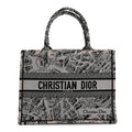 Canvas Embroidered Medium Plan De Paris Book Tote Grey Black