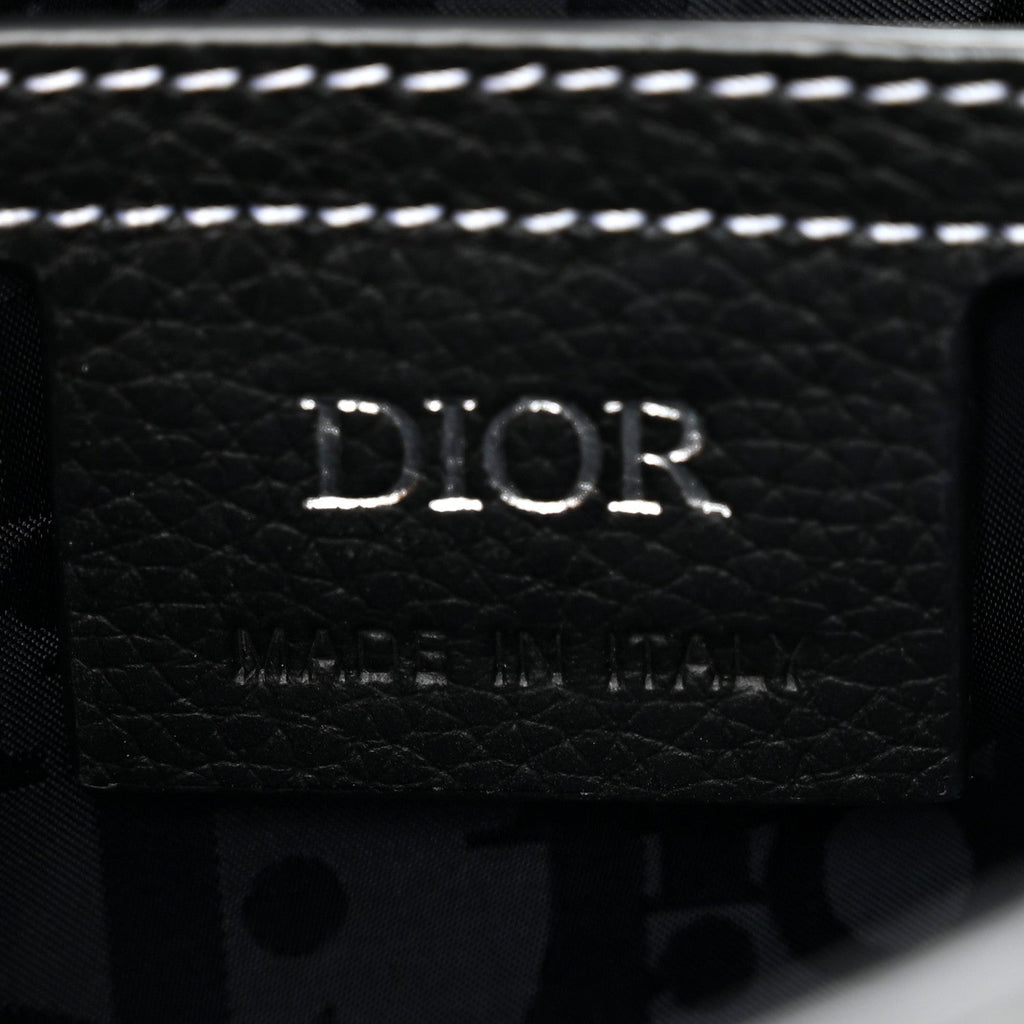 Grained Calfskin Saddle Messenger Bag With Strap Black