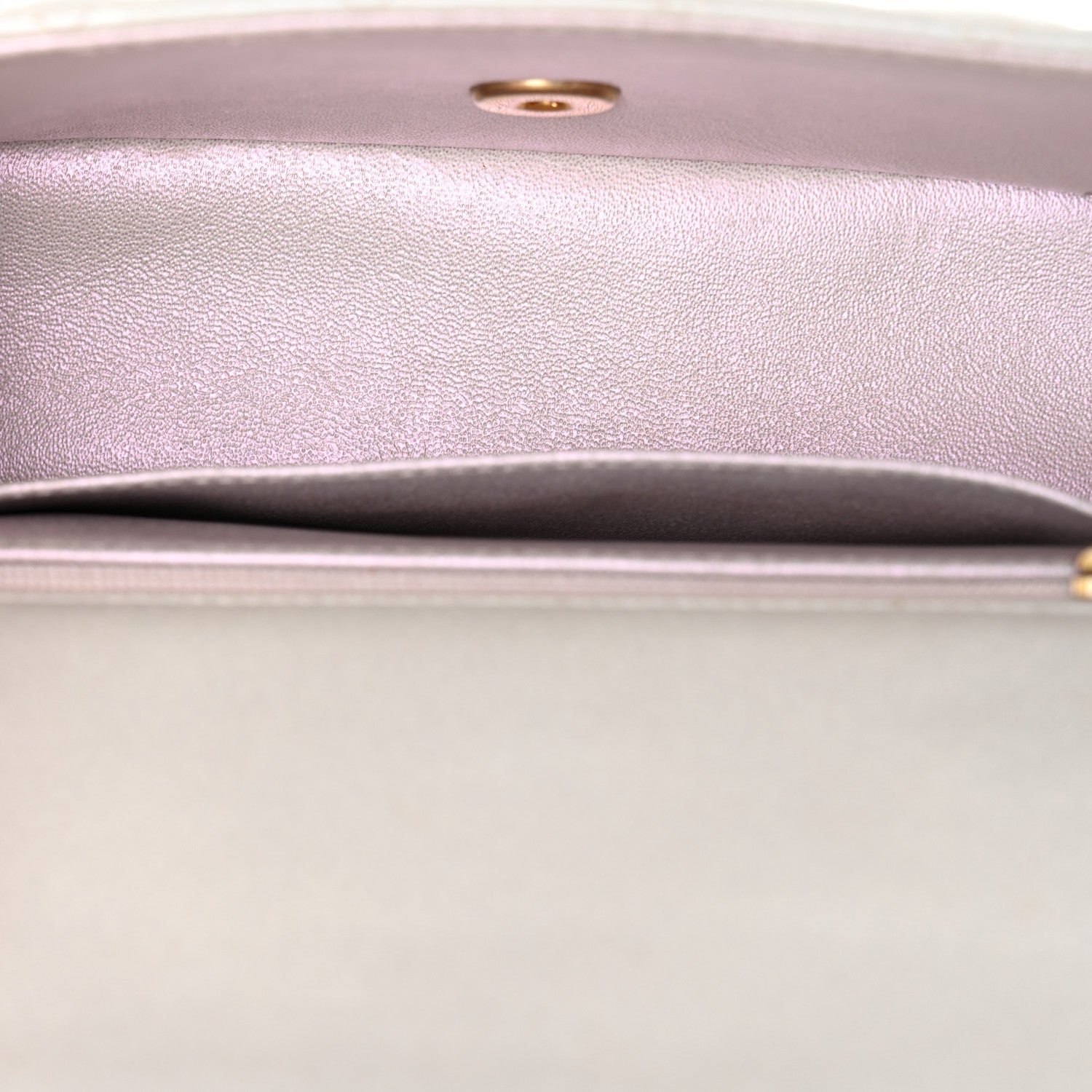 Iridescent Lambskin Quilted Mini Top Handle Rectangular Flap White