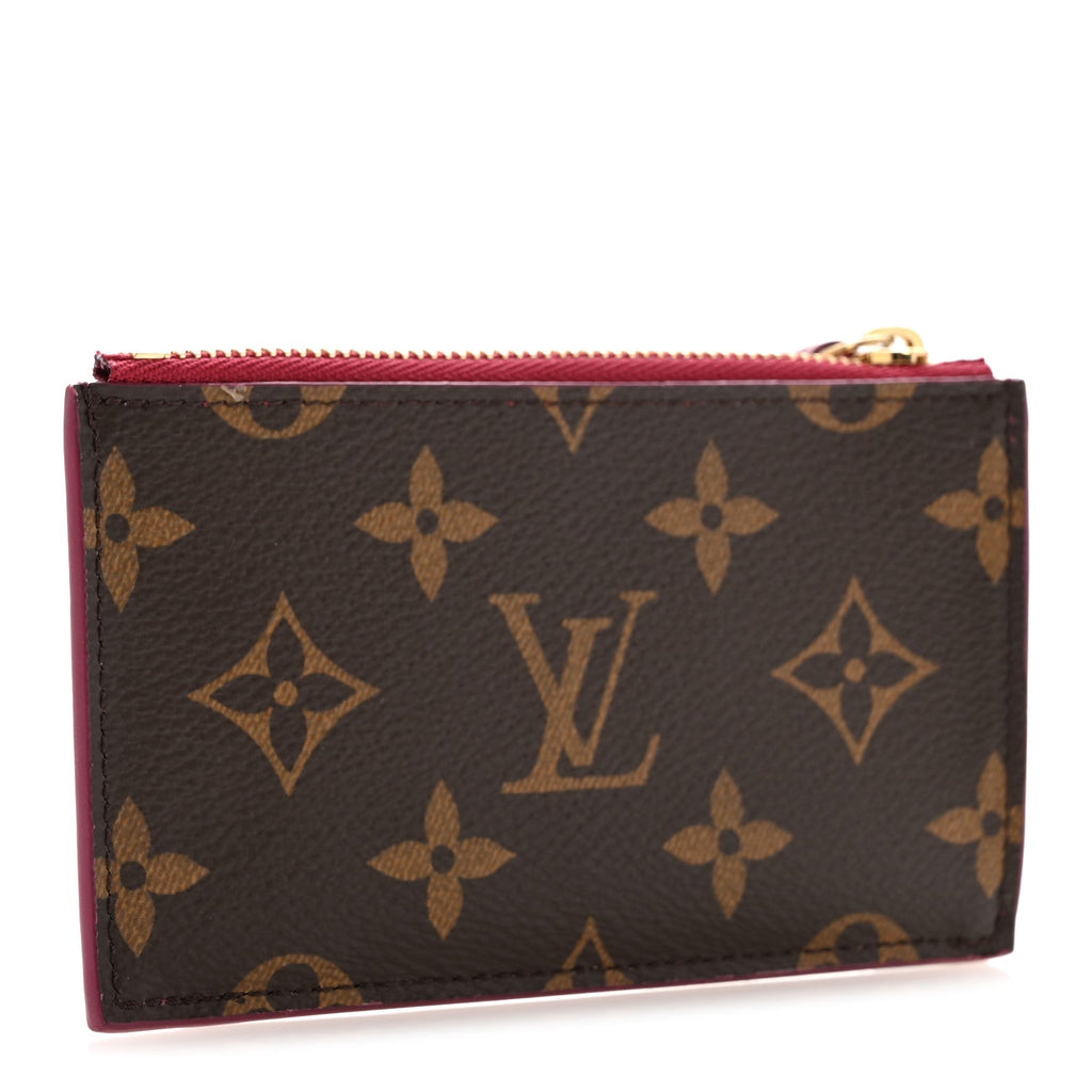 Monogram Zipped  Holder Fuchsia