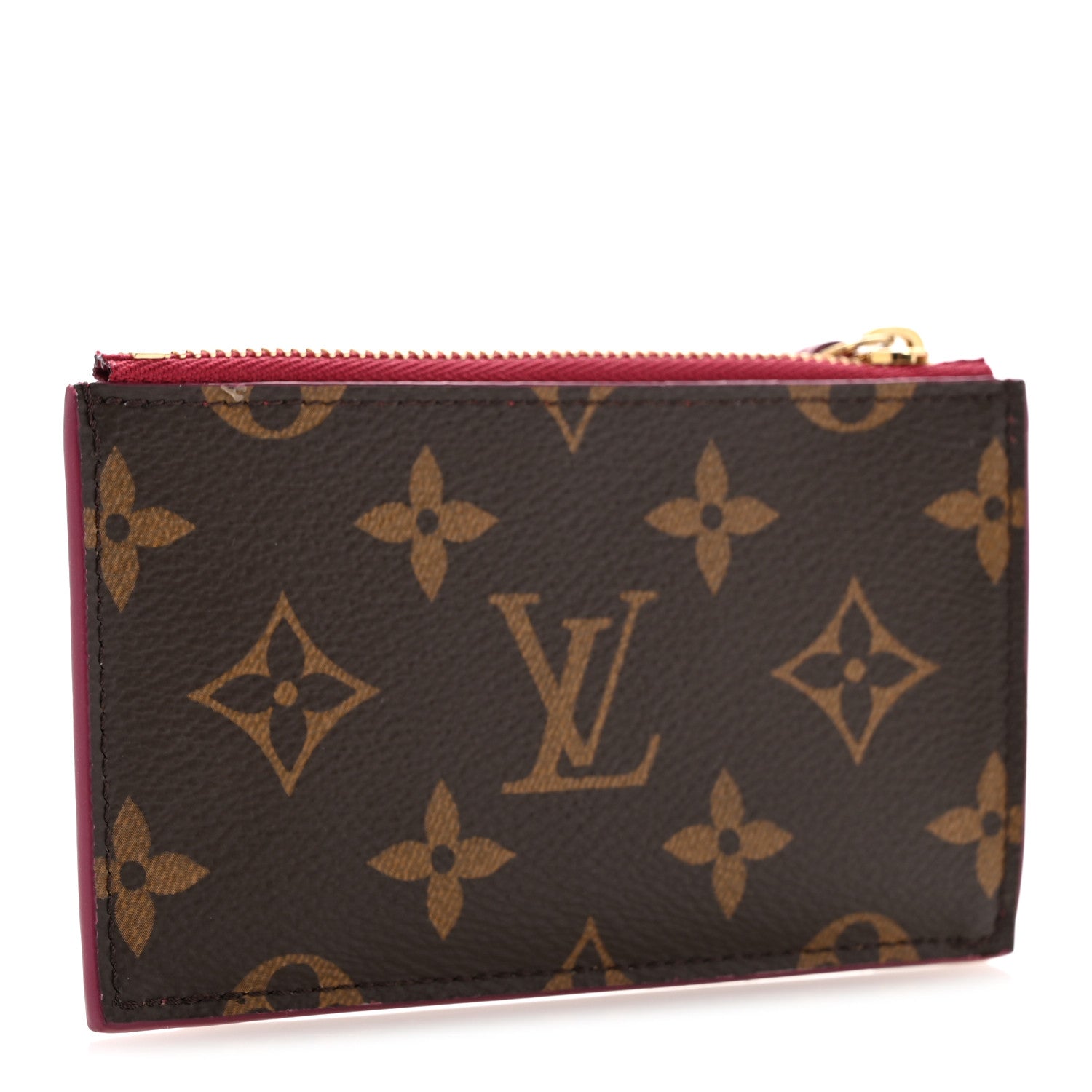 Monogram Zipped  Holder Fuchsia